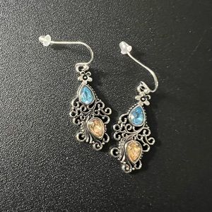 3/$30  NWT Silver toned Earrings with Blue and Gold Stones
